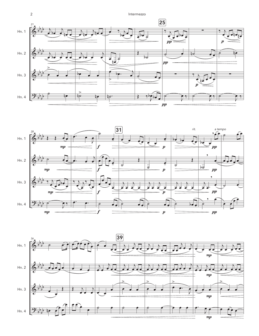 Brahms' Intermezzo (Op. 118, No.2) for Horn Quartet French Horn Quartet scores gallery preview page 2