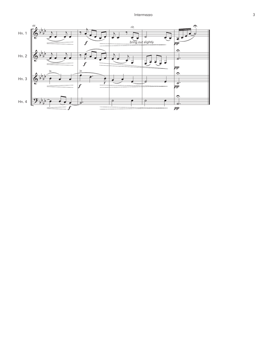 Brahms' Intermezzo (Op. 118, No.2) for Horn Quartet French Horn Quartet scores gallery preview page 3