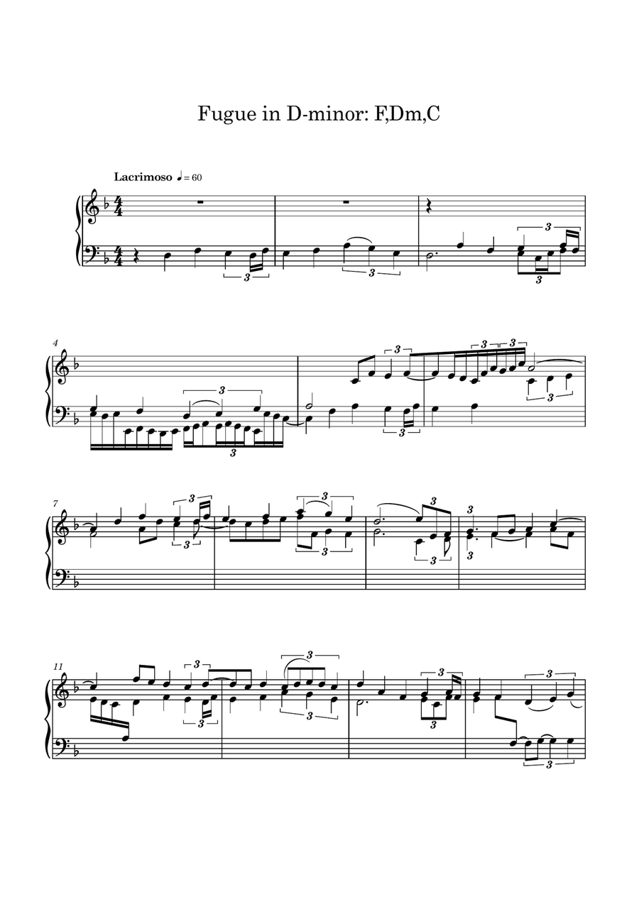Fugue in D minor Fugue in D minor Piano Solo scores gallery preview page 1