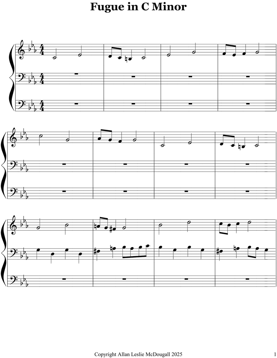 Fugue in C Minor Fugue in C Minor Organ Solo scores gallery preview page 1