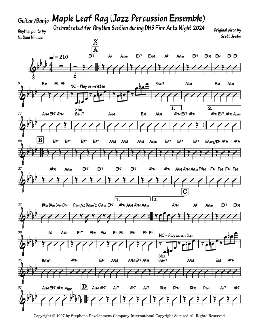 Maple Leaf Rag (Jazz Percussion Ensemble) Percussion Ensemble scores gallery preview page 5