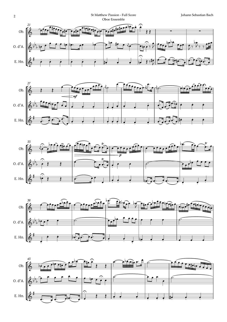 Aus Liebe will mein Heiland sterben by Bach for Oboe Ensemble Woodwind Trio scores gallery preview page 2