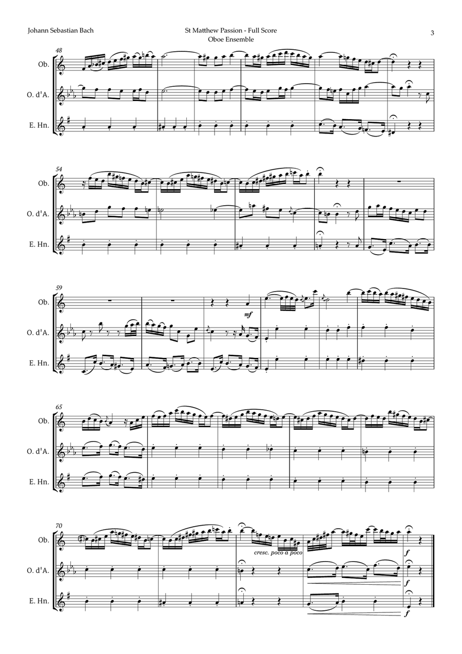 Aus Liebe will mein Heiland sterben by Bach for Oboe Ensemble Woodwind Trio scores gallery preview page 3