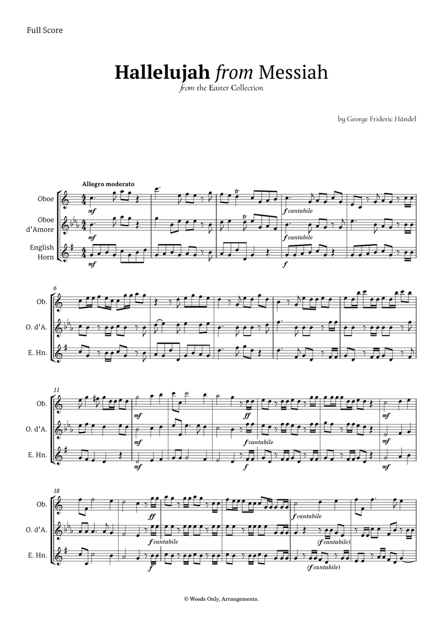Hallelujah by Friedrich Händel for Oboe Ensemble Woodwind Trio scores gallery preview page 1