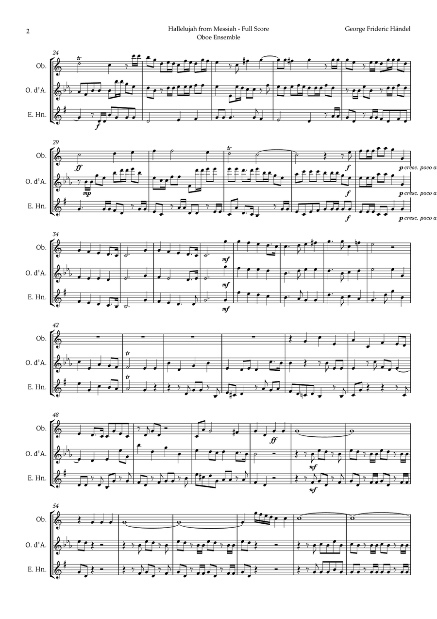 Hallelujah by Friedrich Händel for Oboe Ensemble Woodwind Trio scores gallery preview page 2