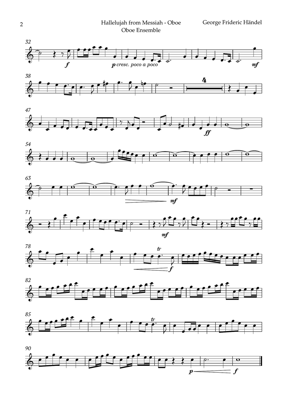 Hallelujah by Friedrich Händel for Oboe Ensemble Woodwind Trio scores gallery preview page 5