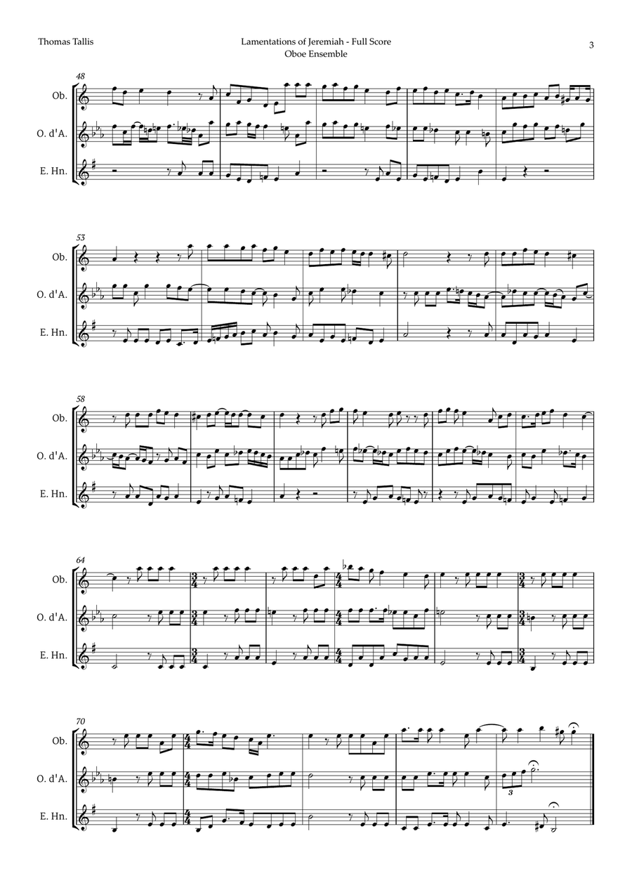 Lamentations of Jeremiah by Thomas Tallis for Oboe Ensemble Woodwind Trio scores gallery preview page 3