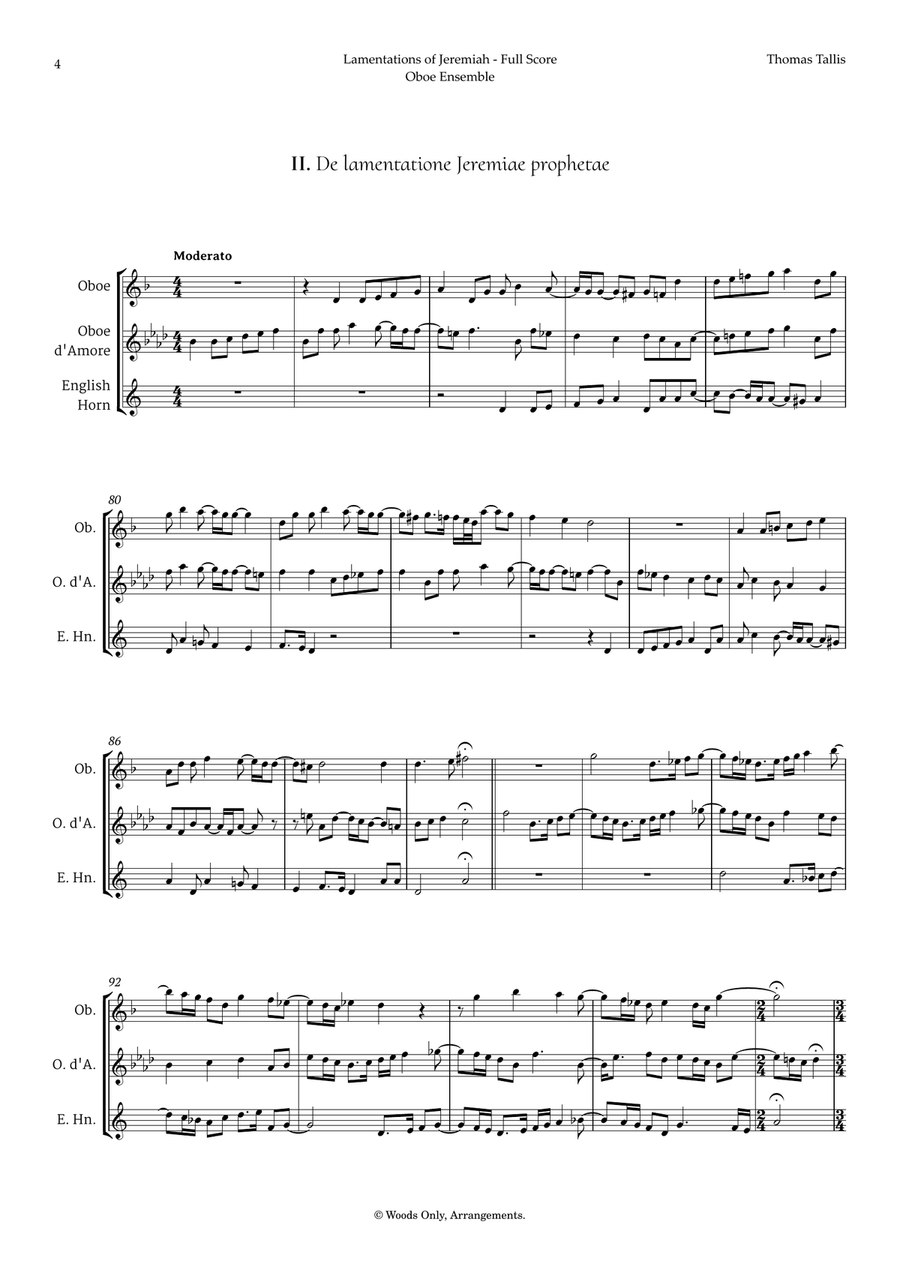 Lamentations of Jeremiah by Thomas Tallis for Oboe Ensemble Woodwind Trio scores gallery preview page 4