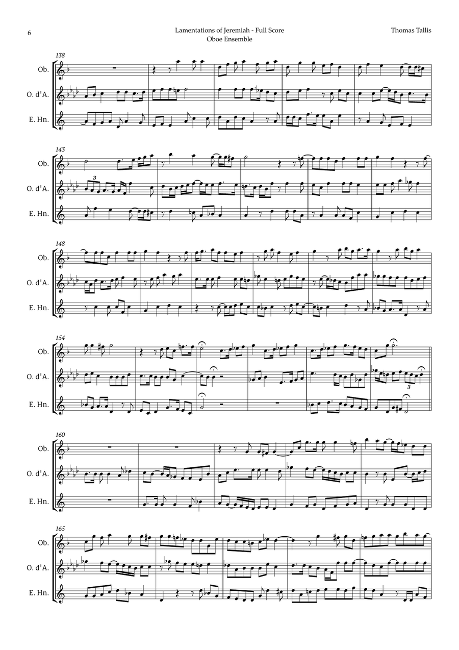 Lamentations of Jeremiah by Thomas Tallis for Oboe Ensemble Woodwind Trio scores gallery preview page 6
