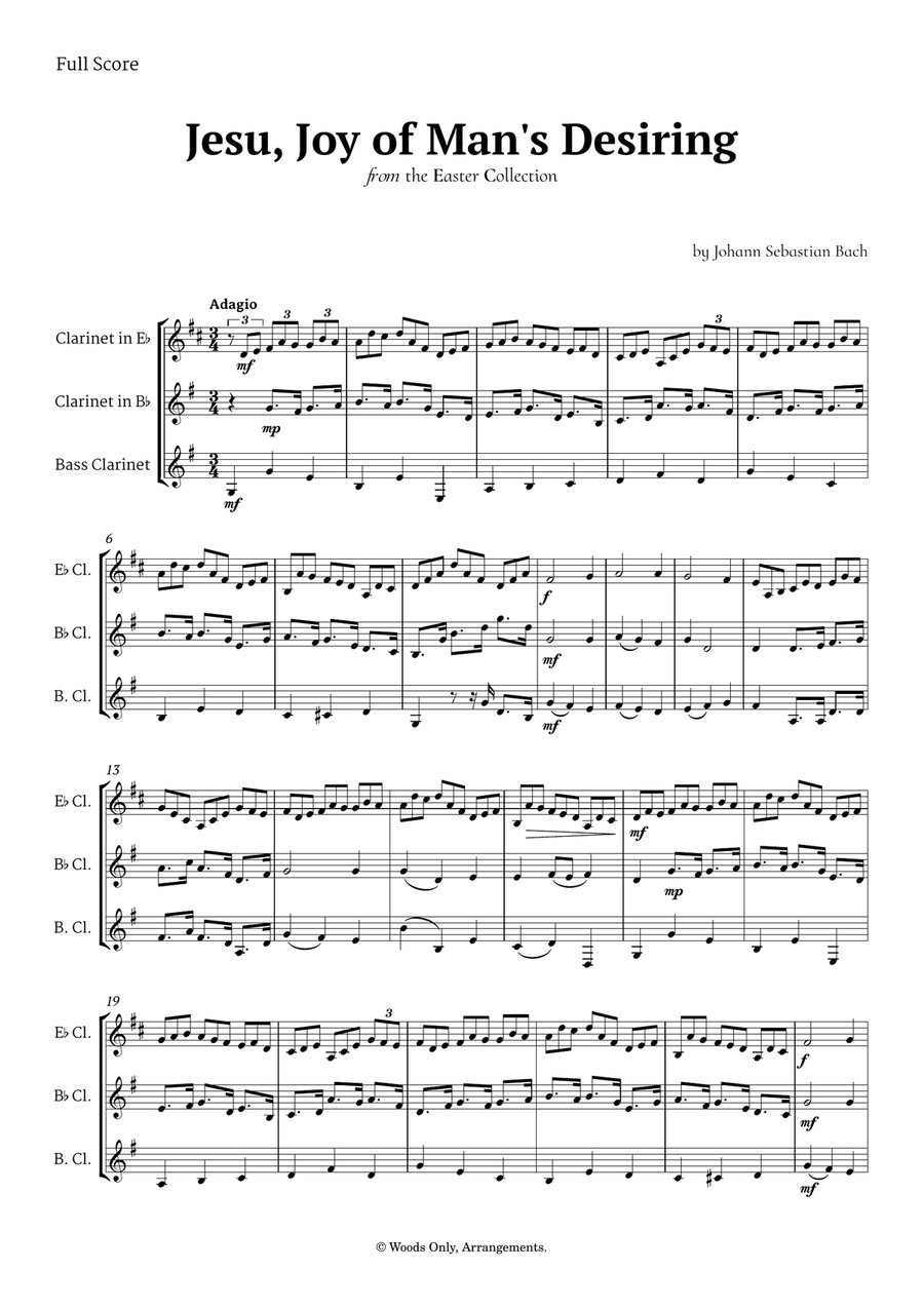 Jesu, Joy of Man's Desiring by Bach for Clarinet Ensemble Trio Clarinet Trio scores gallery preview page 1