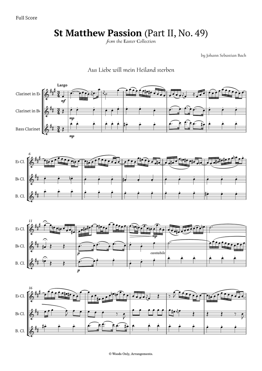 Aus Liebe will mein Heiland sterben by Bach for Clarinet Ensemble Trio Clarinet Trio scores gallery preview page 1