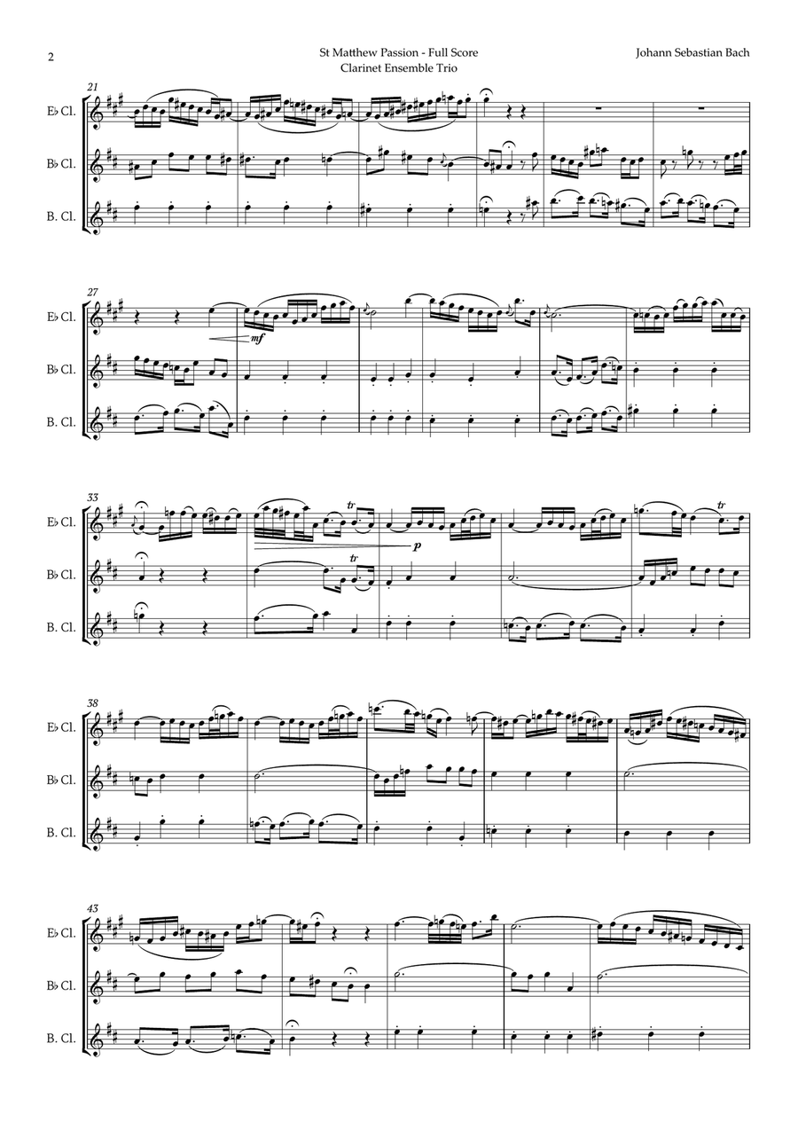 Aus Liebe will mein Heiland sterben by Bach for Clarinet Ensemble Trio Clarinet Trio scores gallery preview page 2