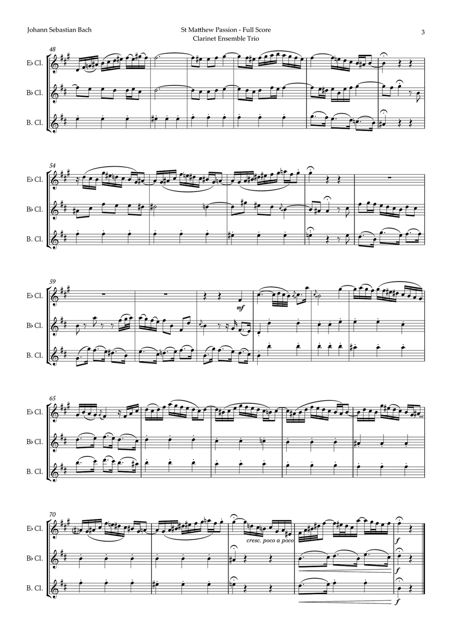 Aus Liebe will mein Heiland sterben by Bach for Clarinet Ensemble Trio Clarinet Trio scores gallery preview page 3