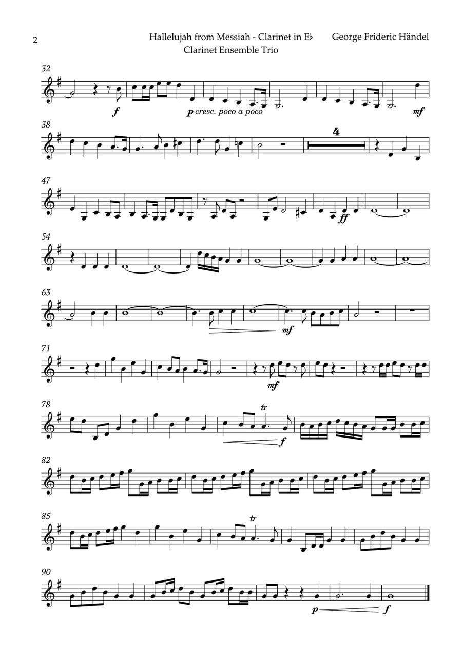 Hallelujah by Friedrich Händel for Clarinet Ensemble Trio Clarinet Trio scores gallery preview page 5