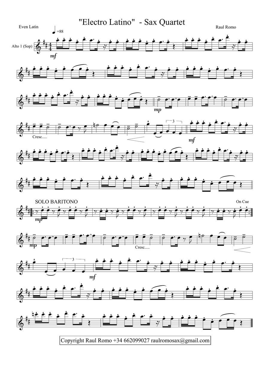 'Electro Latino' SAXOPHONE QUARTET - Student Saxophone Quartet scores gallery preview page 4