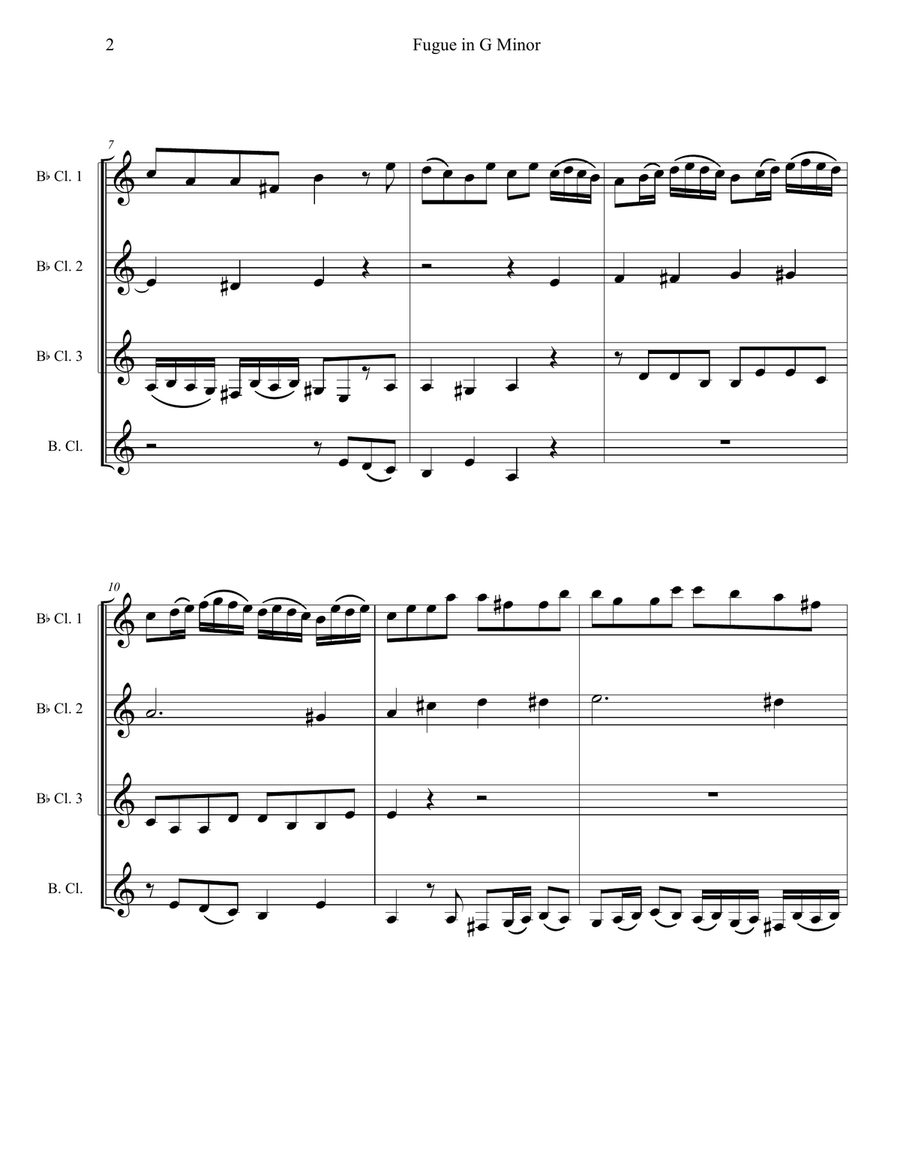 BWV131a Fugue in G Minor from Cantata BWV131a Clarinet Quartet scores gallery preview page 2