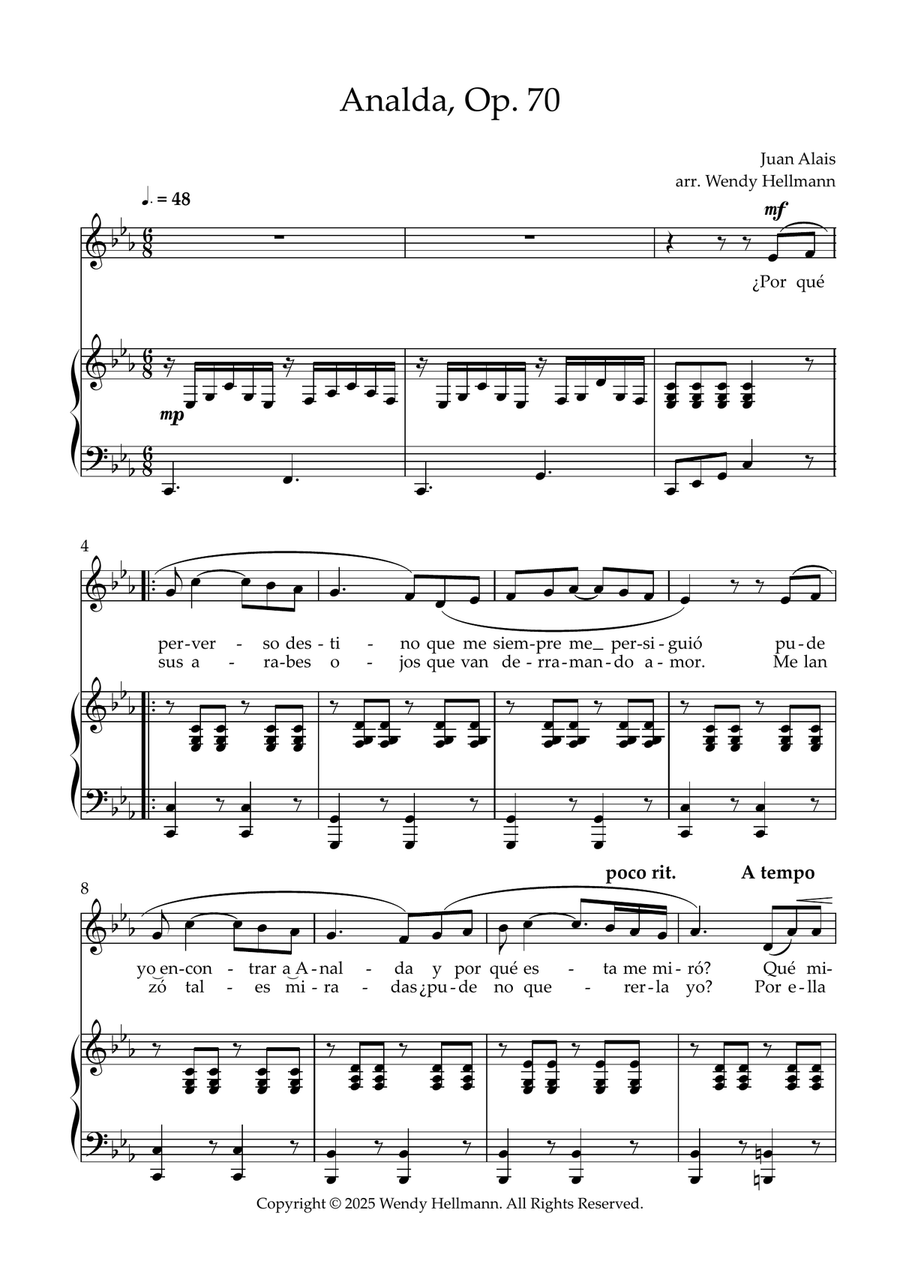 Analda, Op. 70 (low voice) Piano, Vocal scores gallery preview page 1