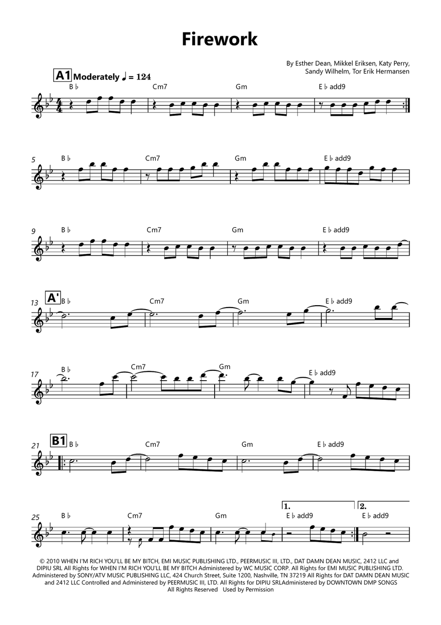Firework Firework B-Flat Clarinet scores gallery preview page 1