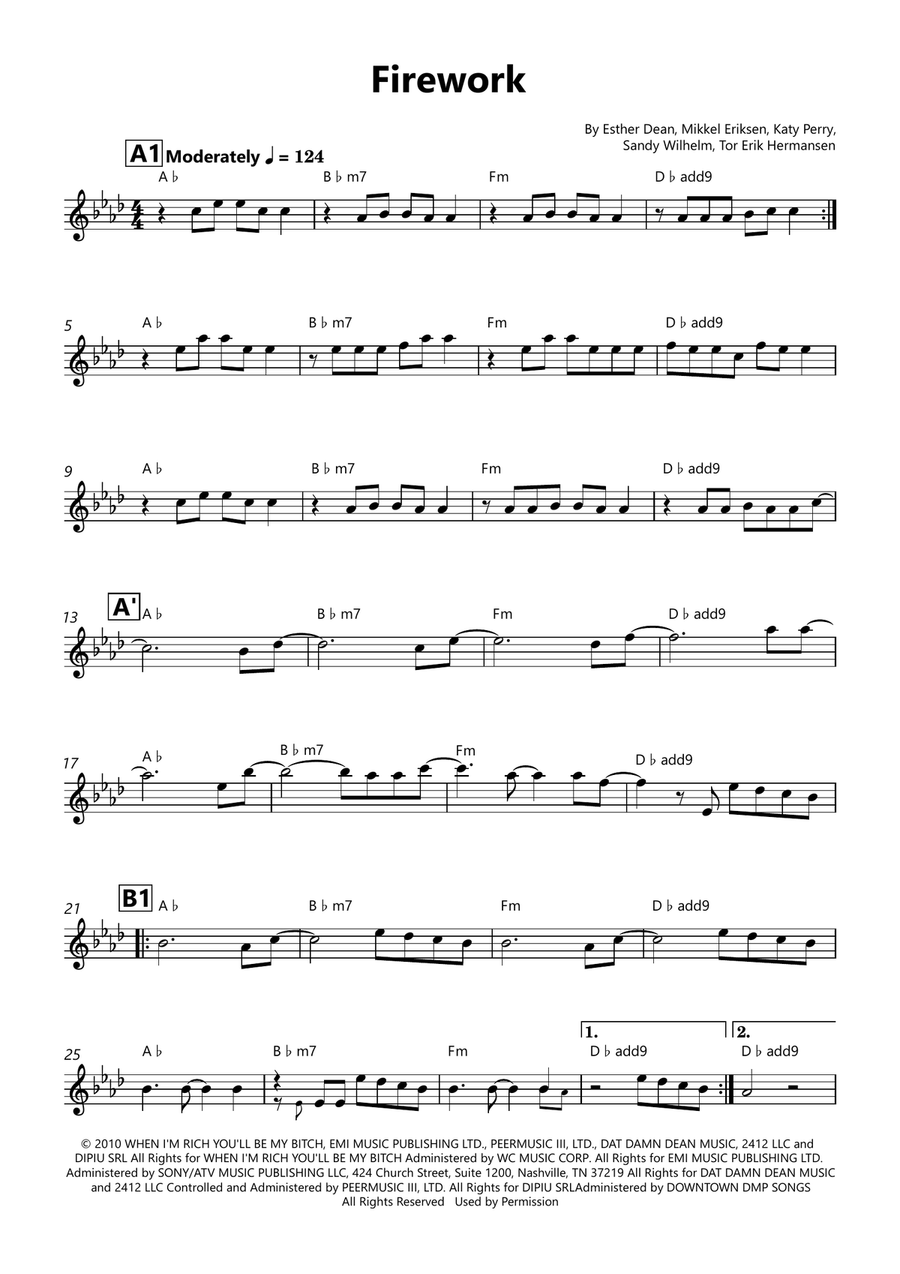 Firework Firework Flute Solo scores gallery preview page 1