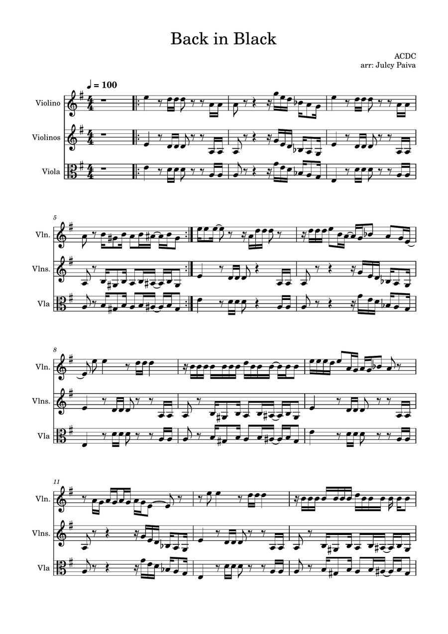 Back In Black Back In Black String Trio scores gallery preview page 1