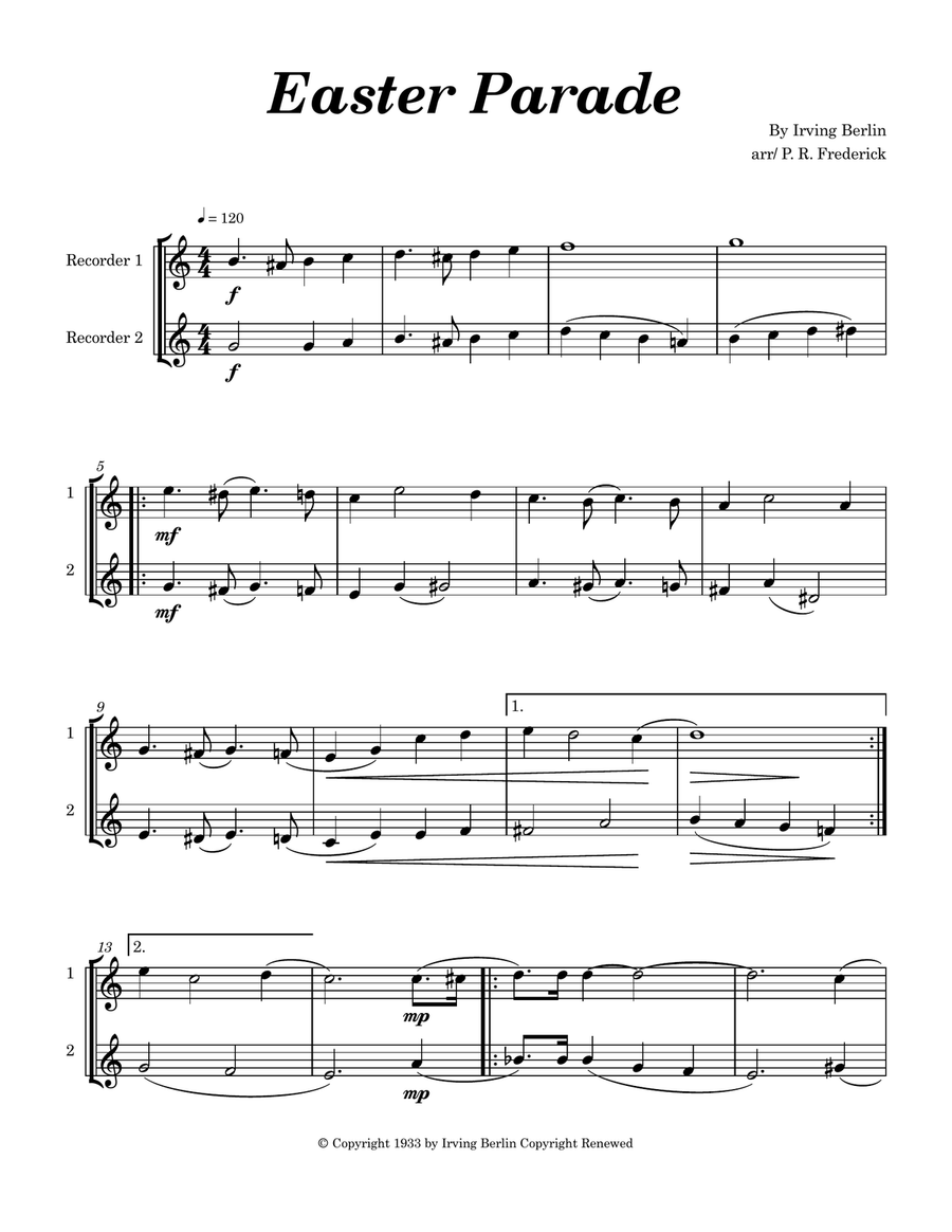 Easter Parade Easter Parade Woodwind Duet scores gallery preview page 1