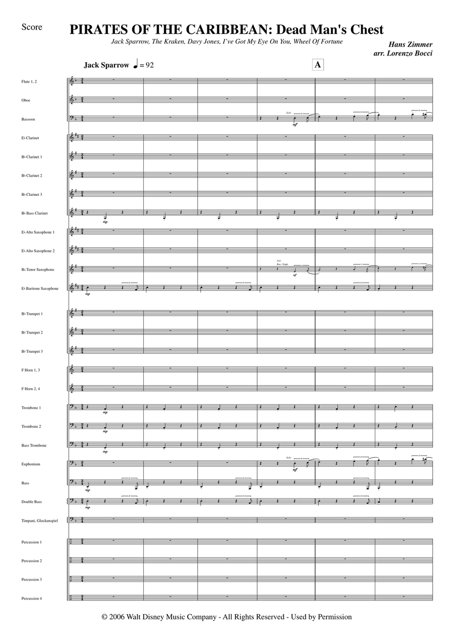 Medley: Jack Sparrow with The Kraken, Davy Jones, I've Got My Eye On You, and Wheel Of Fortune Concert Band scores gallery preview page 3