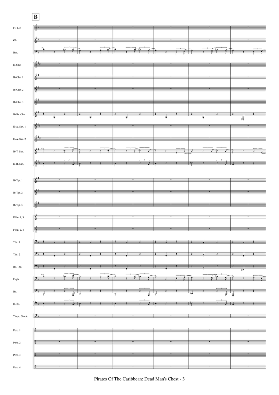 Medley: Jack Sparrow with The Kraken, Davy Jones, I've Got My Eye On You, and Wheel Of Fortune Concert Band scores gallery preview page 5