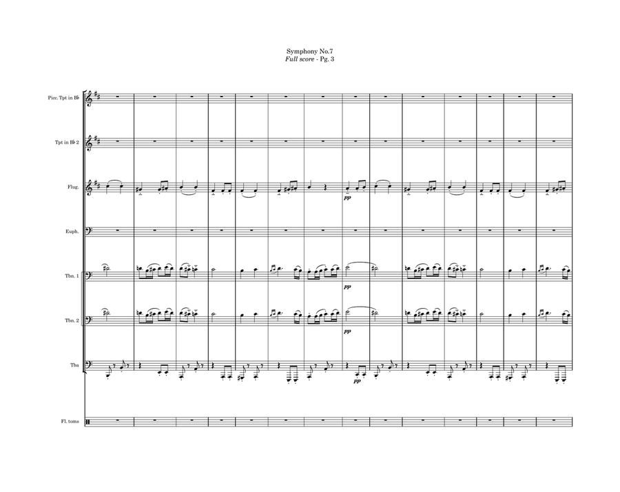 Symphony No. 7, 2nd movement Brass Ensemble scores gallery preview page 3