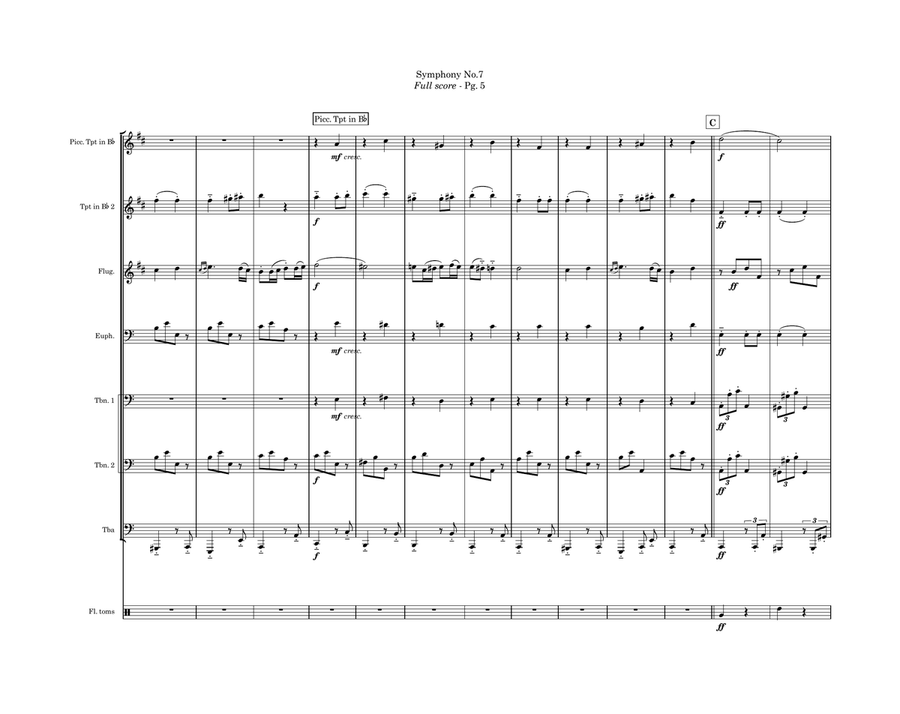 Symphony No. 7, 2nd movement Brass Ensemble scores gallery preview page 5