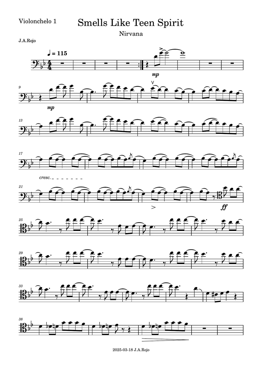 Smells Like Teen Spirit String Quartet scores gallery preview page 5