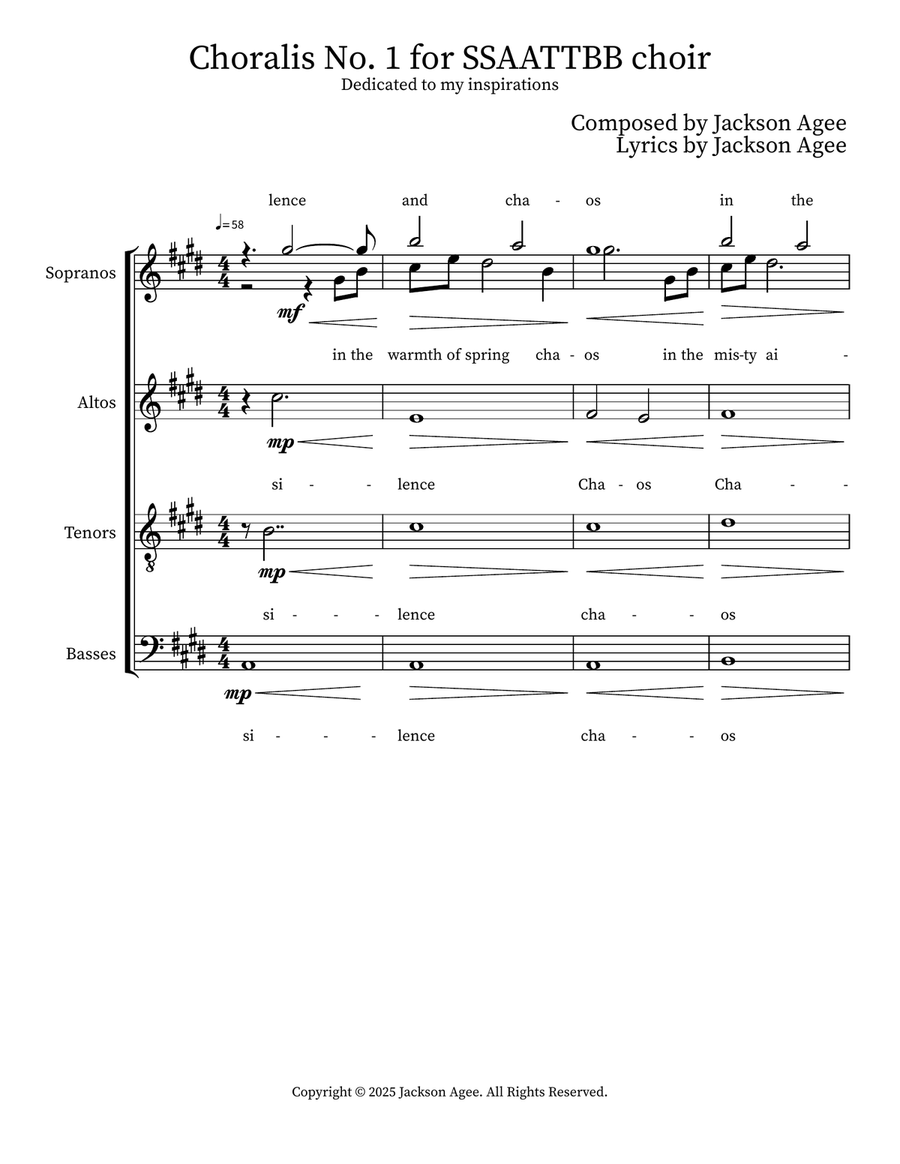 Choralis No. 1 for SSAATTBB choir SSAATTBB scores gallery preview page 1