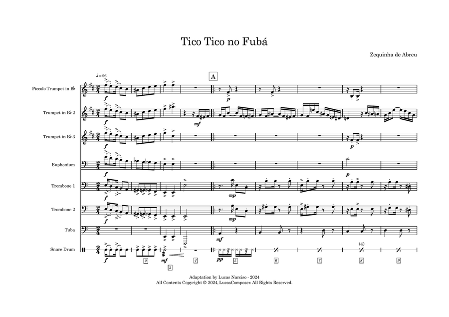 Tico Tico no Fuba Tico Tico no Fuba Brass Ensemble scores gallery preview page 1