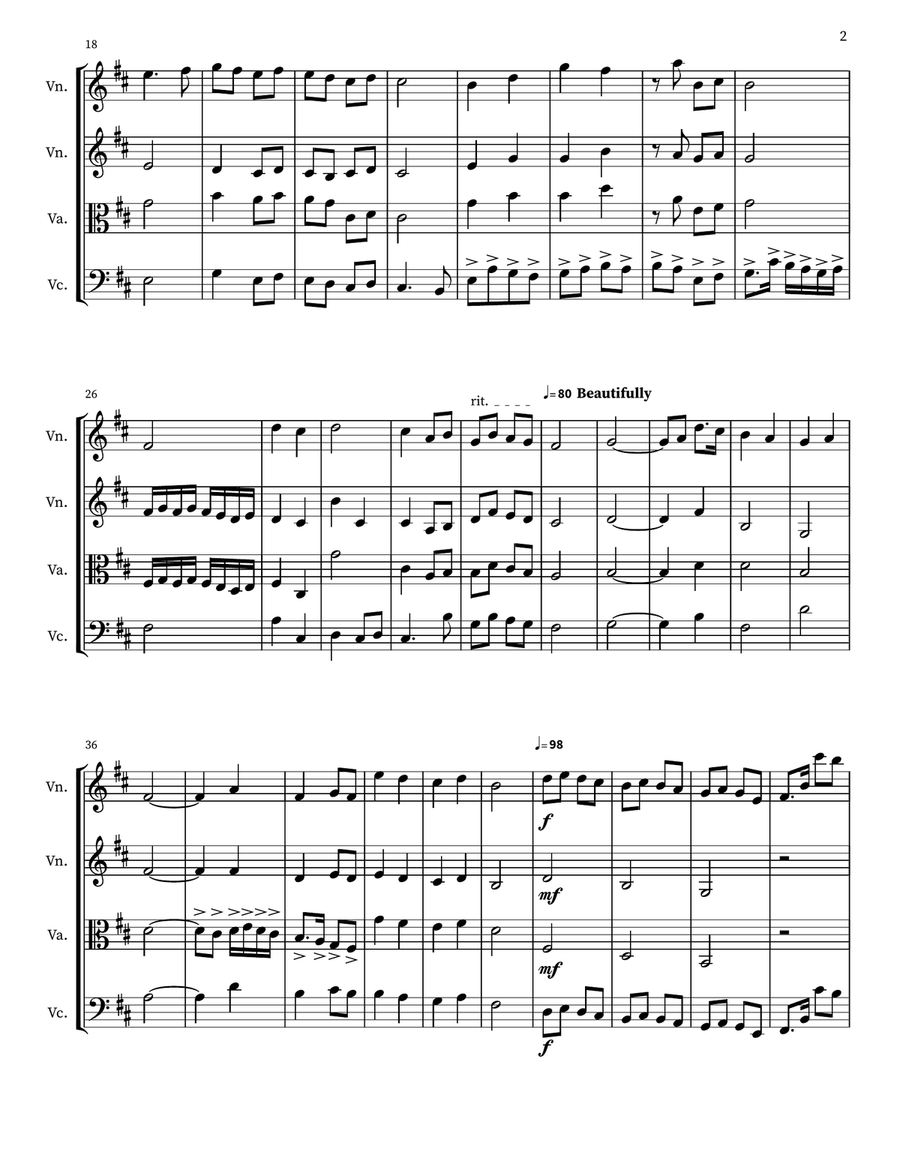 String Quartet in B Minor (Op. 9 No. 1) String Quartet scores gallery preview page 2