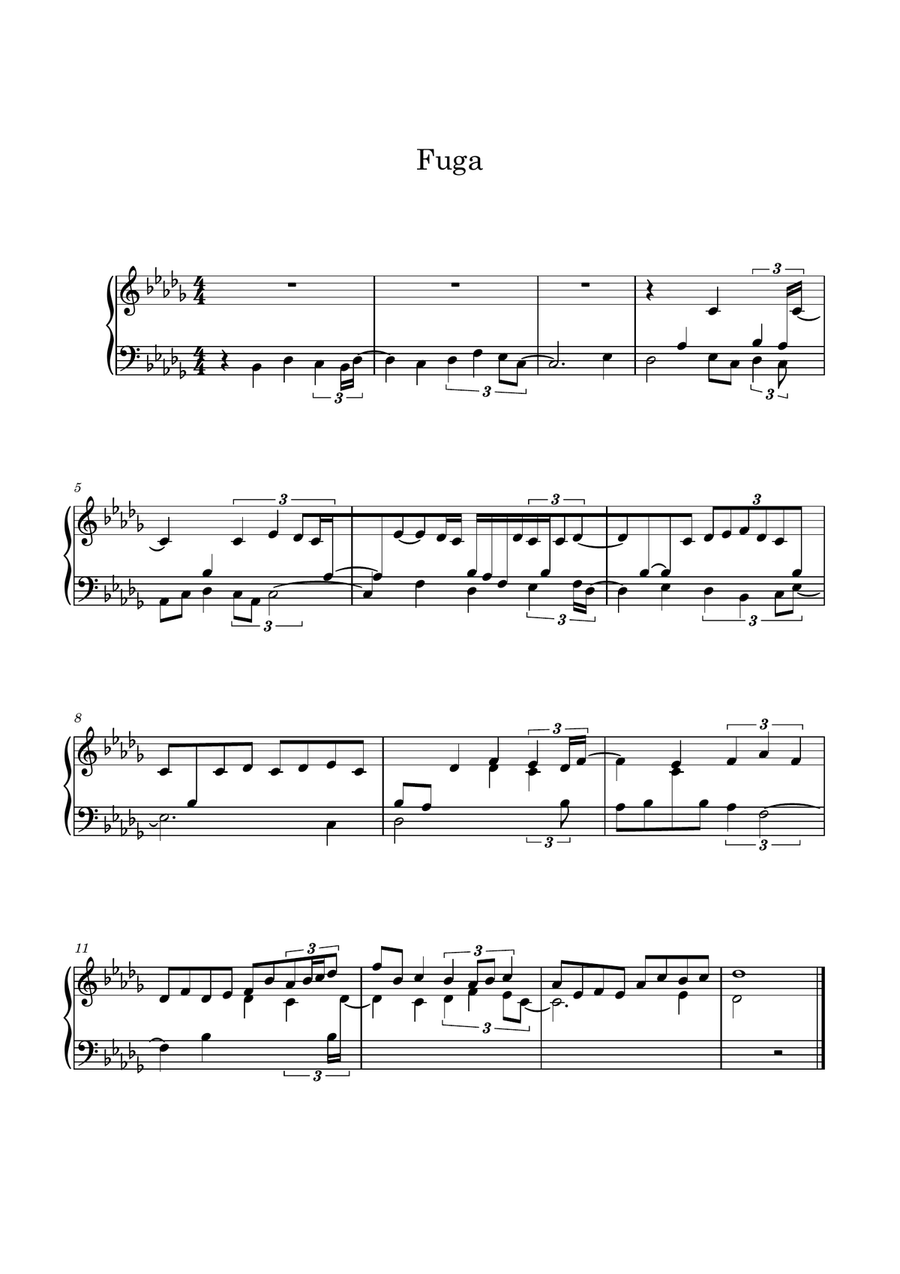 Fugue in Bb-minor Fugue in Bb-minor Piano Solo scores gallery preview page 1