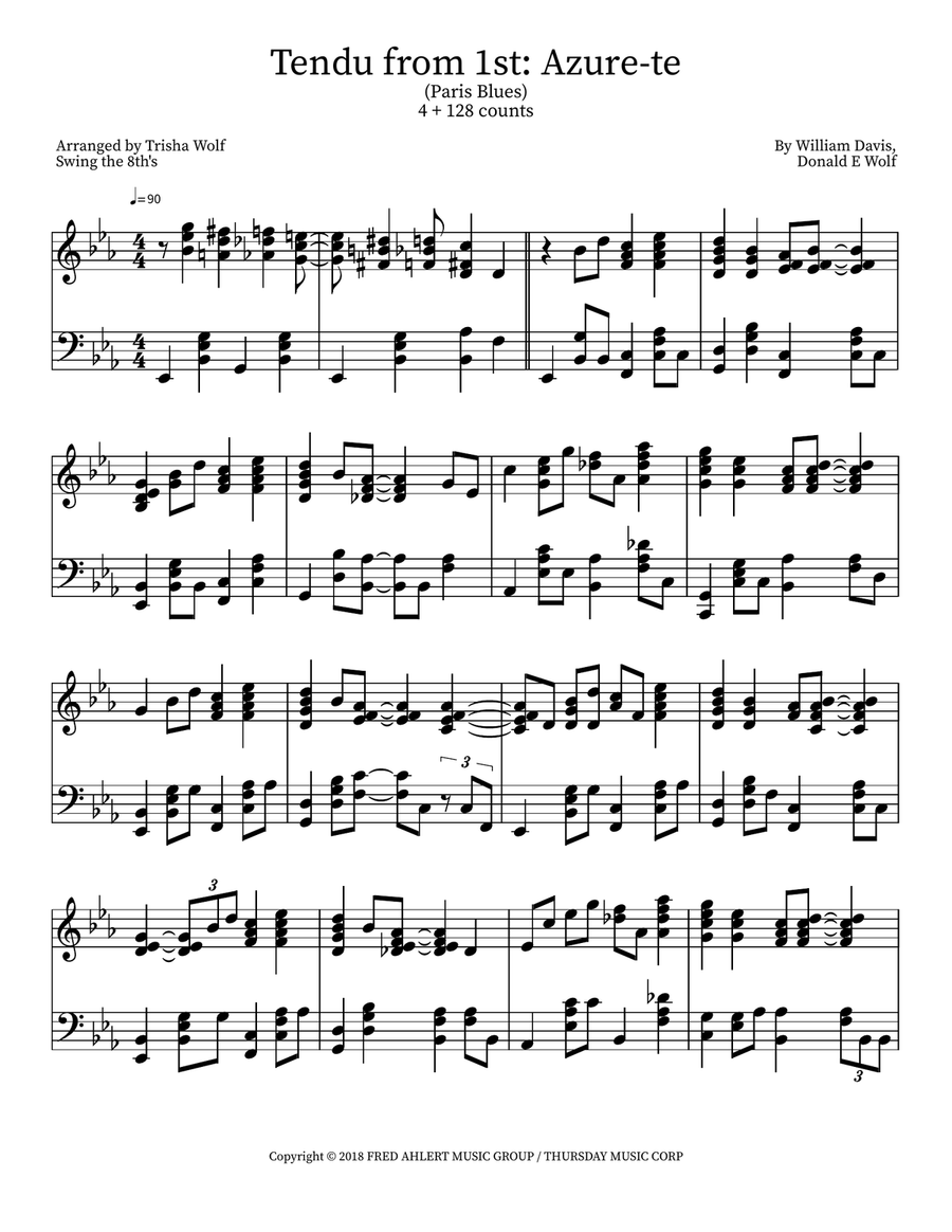 Azure-Te (Paris Blues) Azure-Te (Paris Blues) Piano Solo scores gallery preview page 1