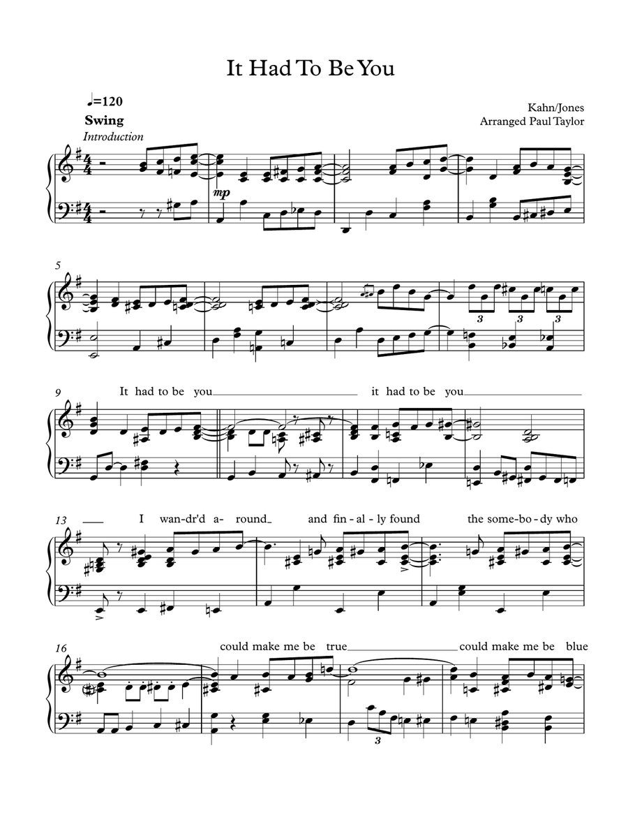 It had to be you It had to be you Piano, Vocal scores gallery preview page 1