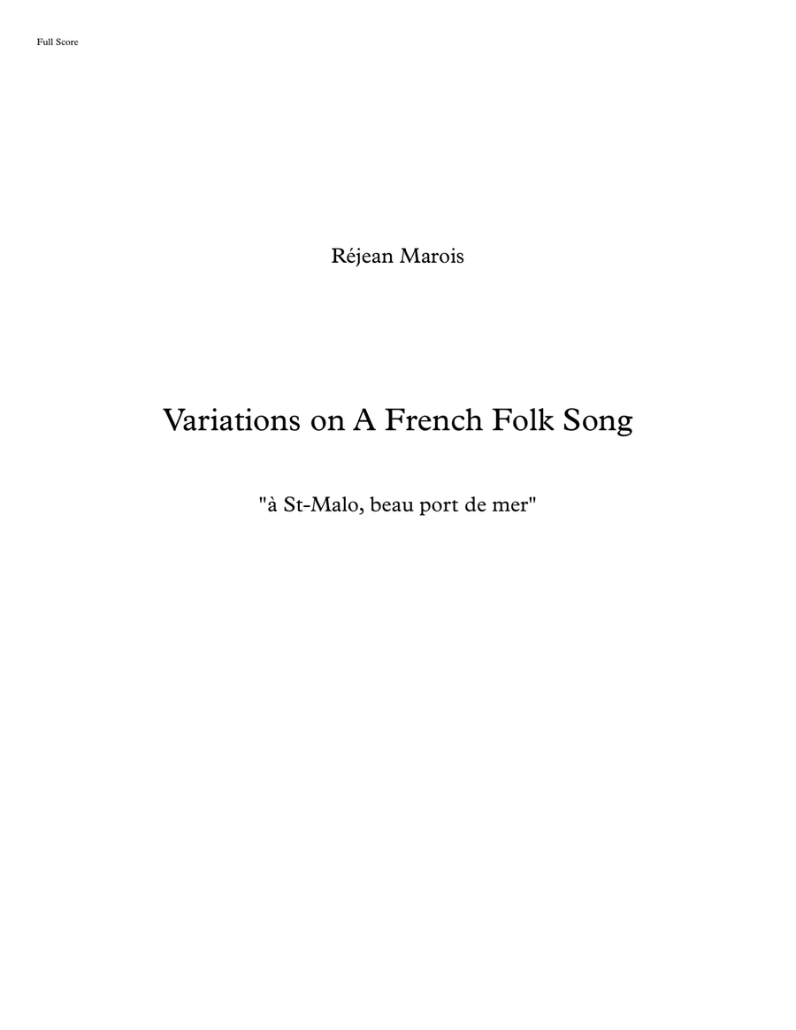 Variations On A French Folk Song (À St-Malo, beau port de mer) Concert Band scores gallery preview page 1