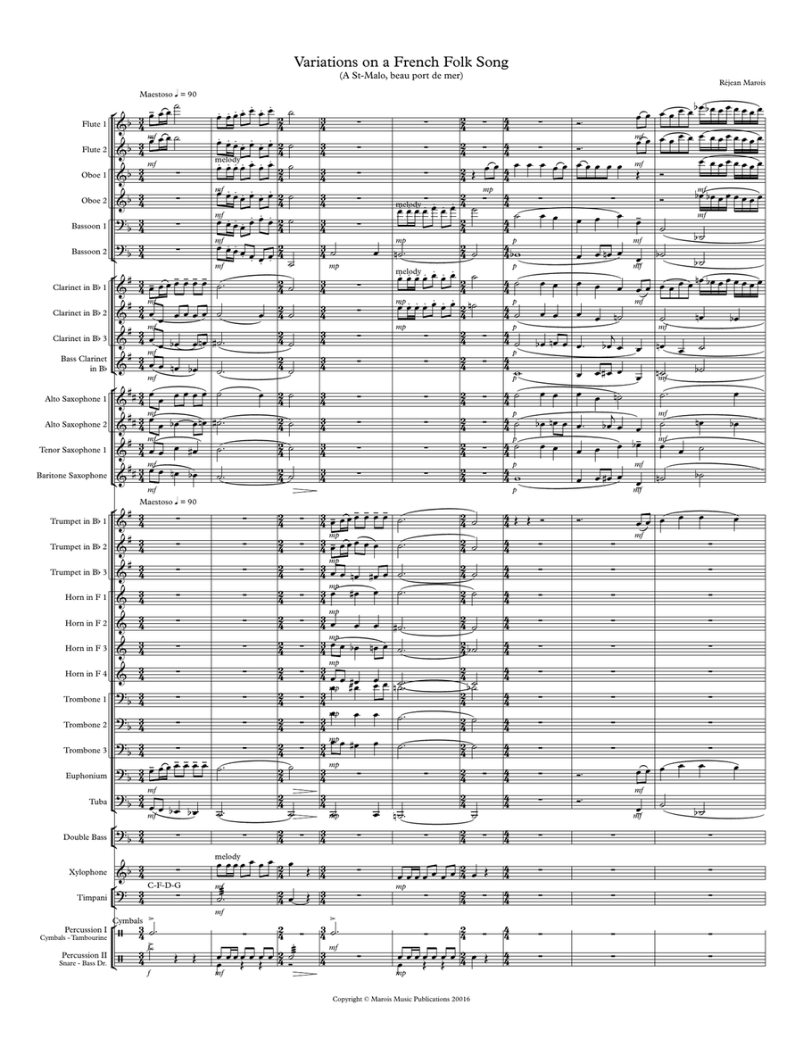 Variations On A French Folk Song (À St-Malo, beau port de mer) Concert Band scores gallery preview page 3