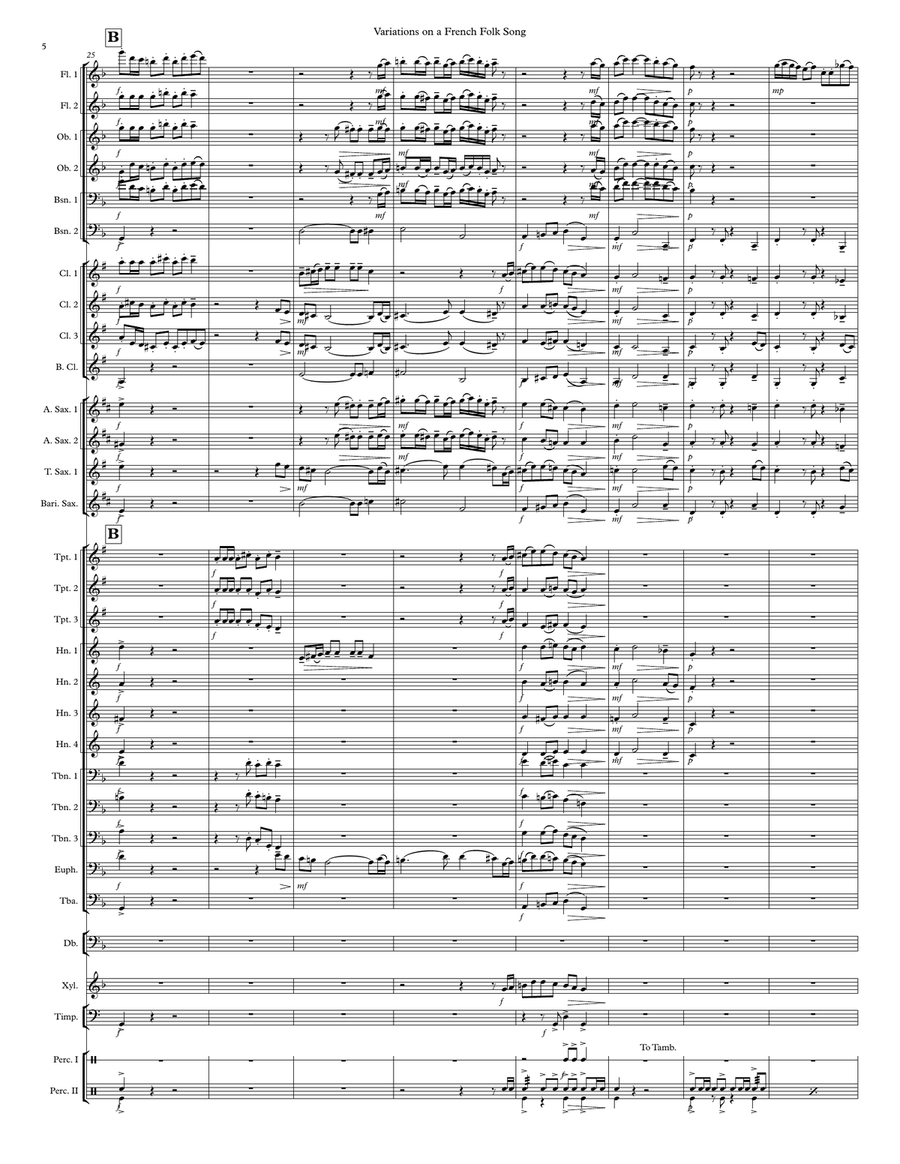 Variations On A French Folk Song (À St-Malo, beau port de mer) Concert Band scores gallery preview page 6
