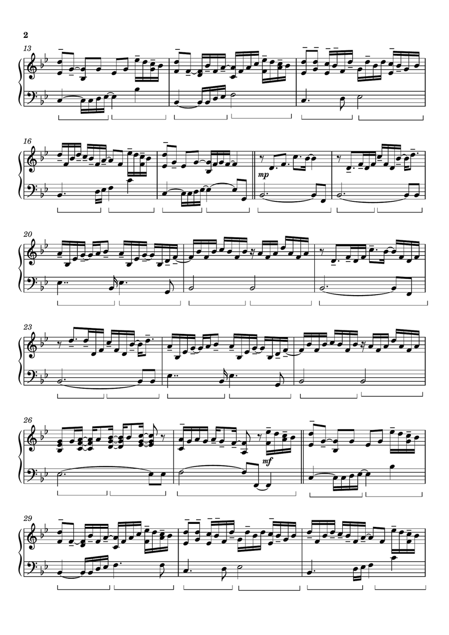 Cover Me In Sunshine Piano Solo scores gallery preview page 2
