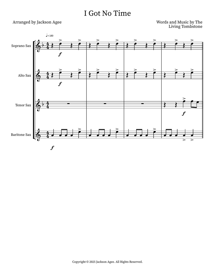 I Got No Time I Got No Time Small Ensemble scores gallery preview page 1
