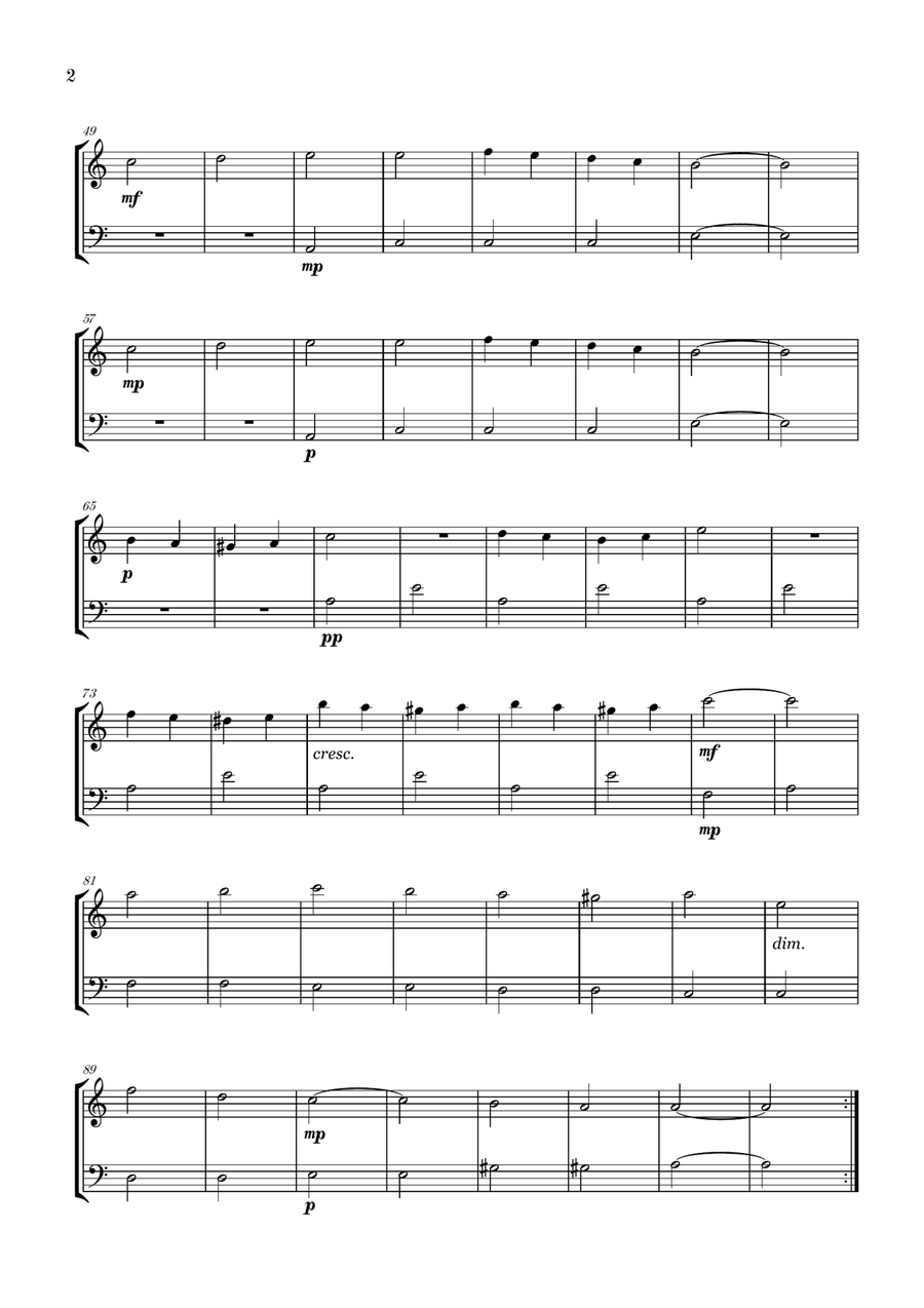 Rondo Alla Turca | Mozart | flute and cello duet | easy beginner Flute scores gallery preview page 2