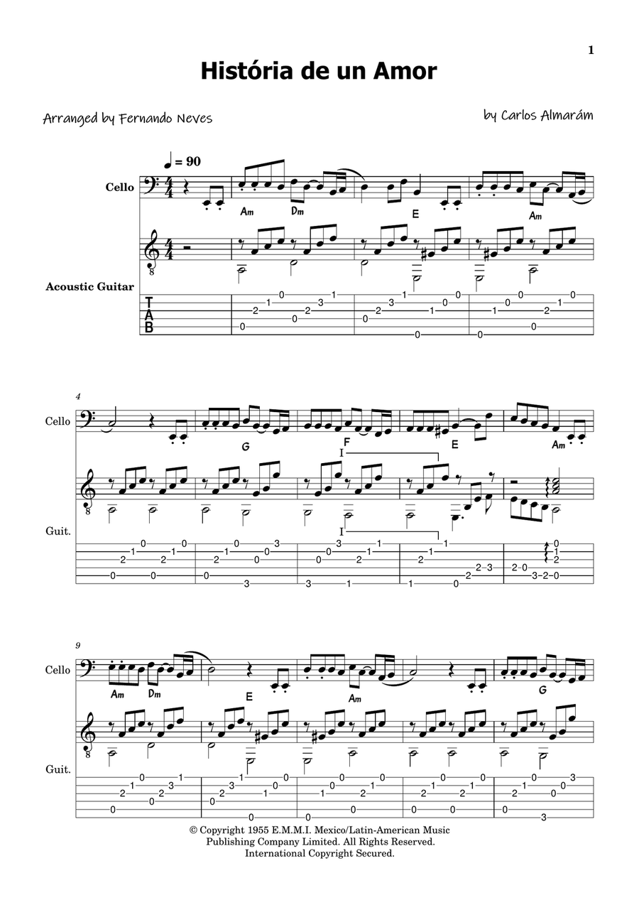 Historia De Un Amor Historia De Un Amor Chamber Music scores gallery preview page 1