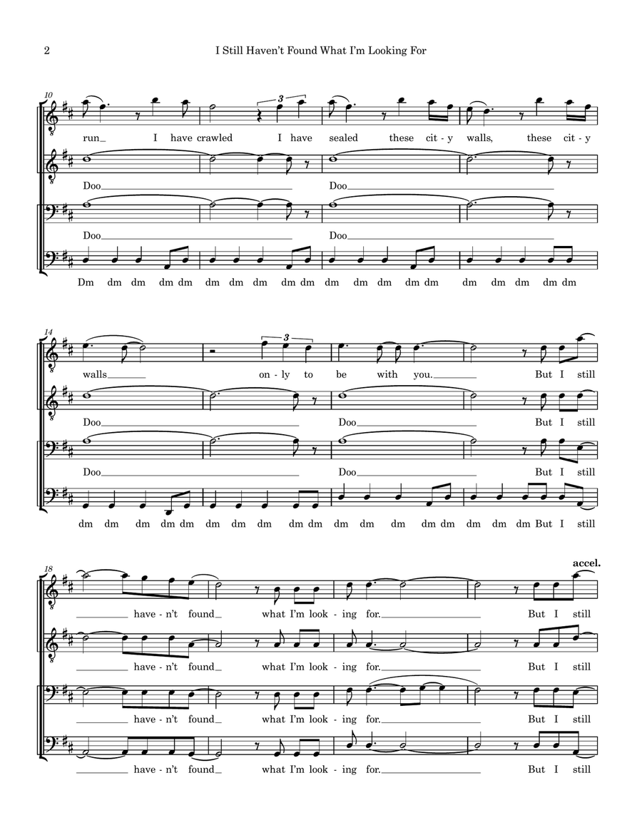 I Still Haven't Found What I'm Looking For TTBB scores gallery preview page 2