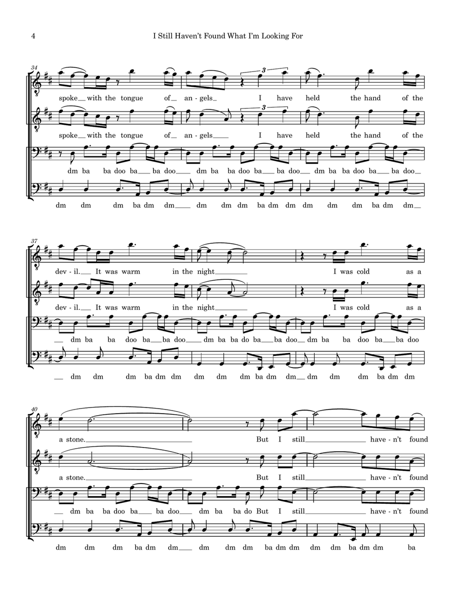 I Still Haven't Found What I'm Looking For TTBB scores gallery preview page 4