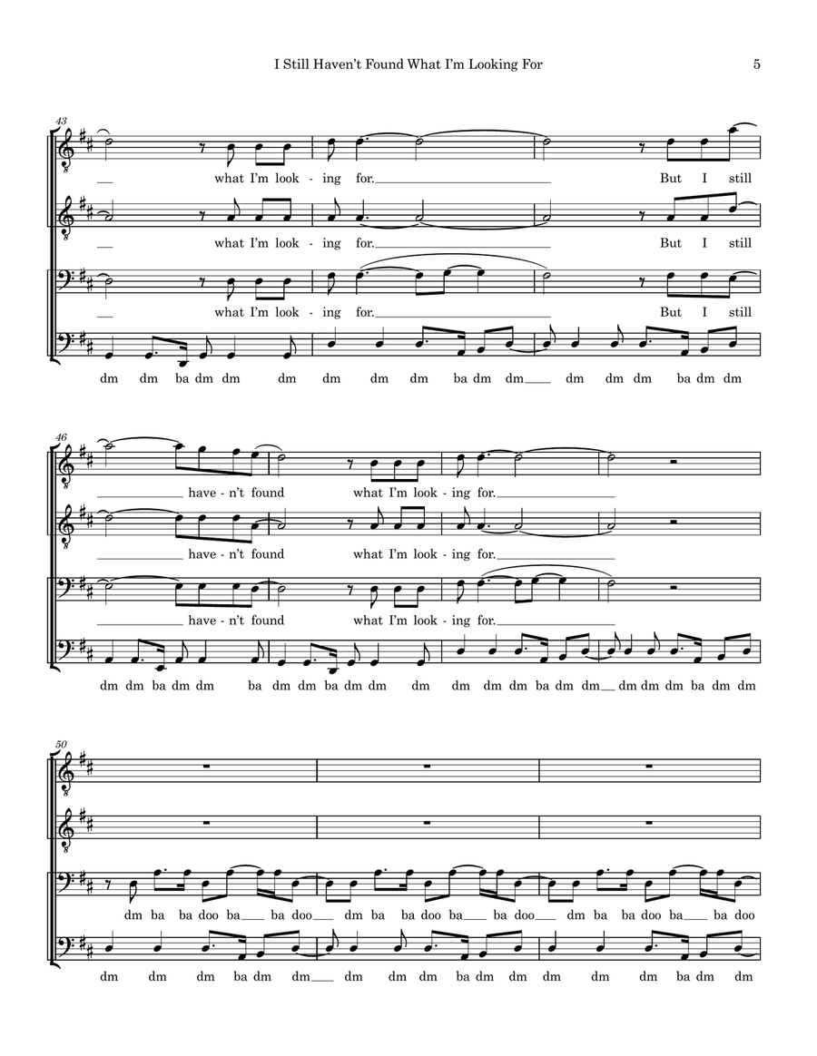 I Still Haven't Found What I'm Looking For TTBB scores gallery preview page 5