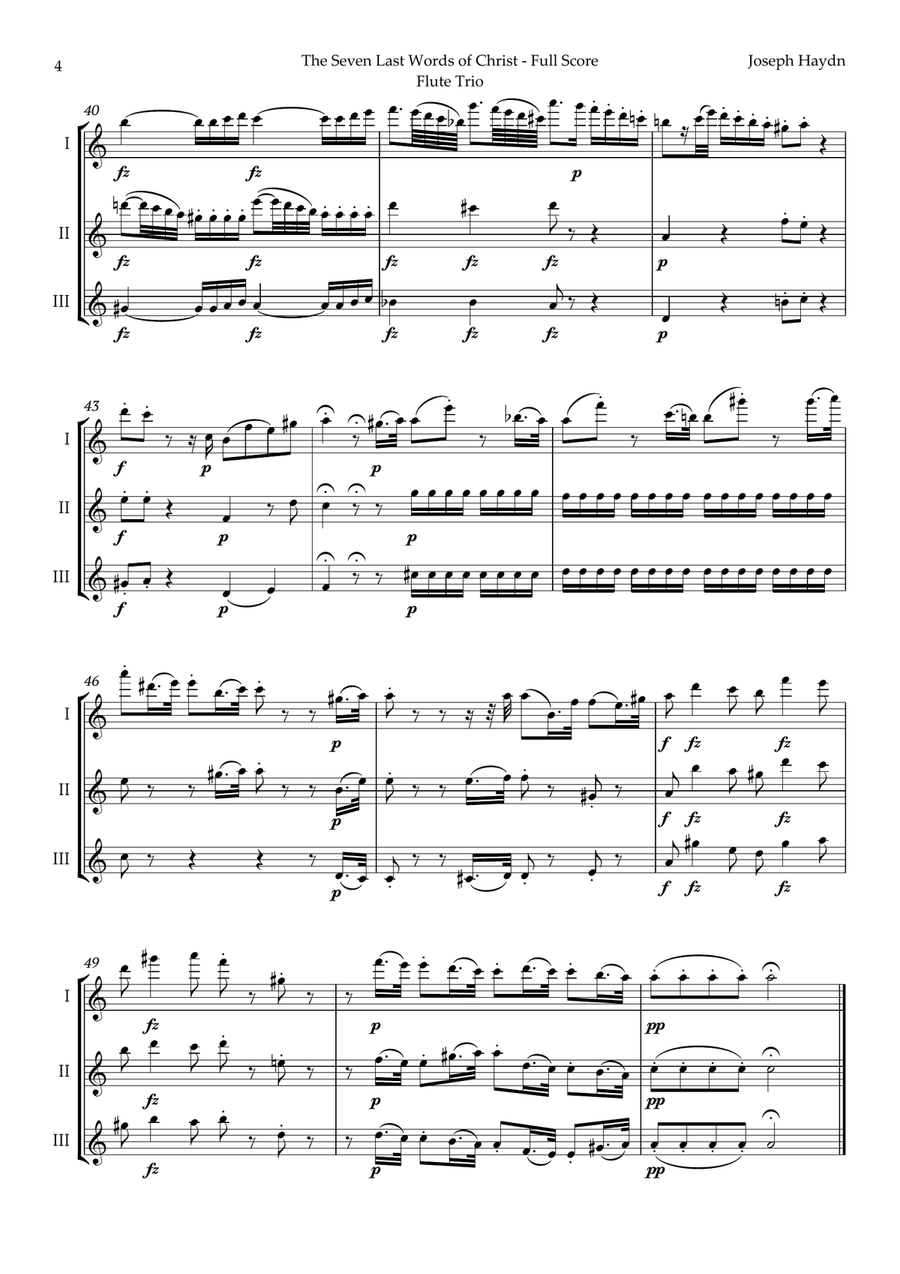 The Seven Last Words of Christ by Haydn for Flute Trio Flute Trio scores gallery preview page 4