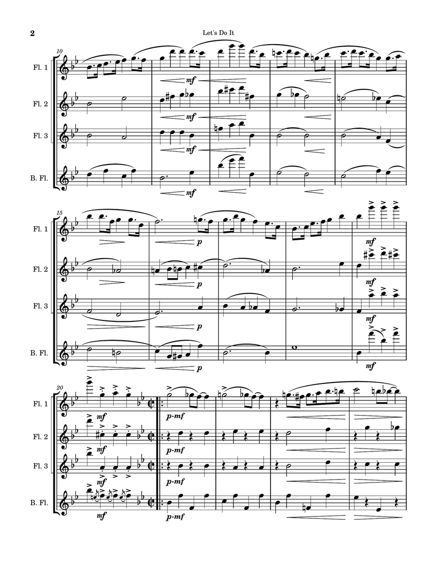 Let's Do It (Let's Fall in Love) by Cole Porter Flute Quartet scores gallery preview page 2