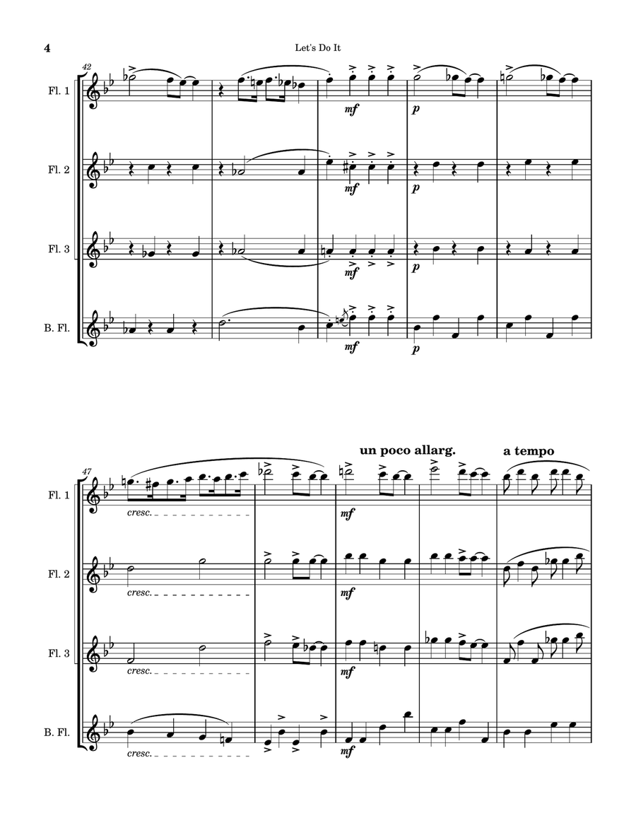 Let's Do It (Let's Fall in Love) by Cole Porter Flute Quartet scores gallery preview page 4