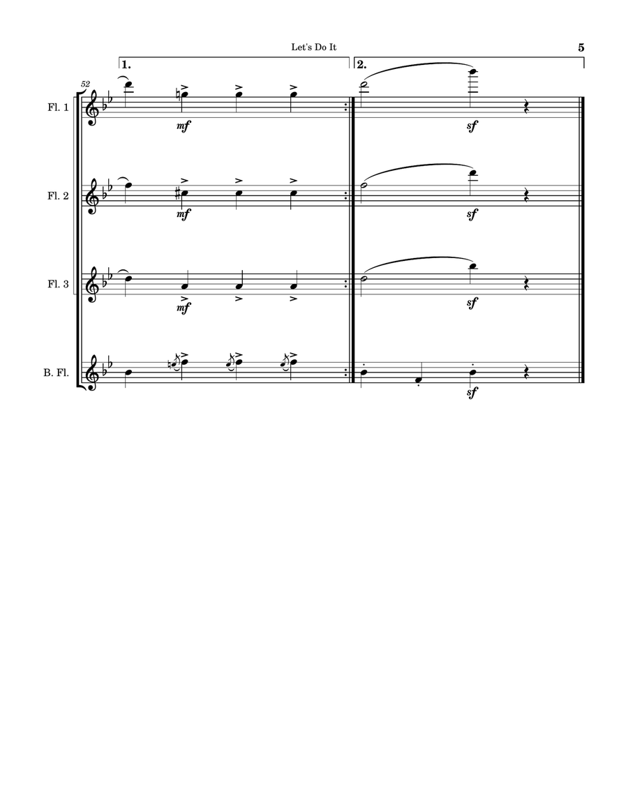 Let's Do It (Let's Fall in Love) by Cole Porter Flute Quartet scores gallery preview page 5